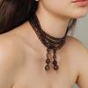 Collar Largo de Cristales de Té con Perlas, Uso Multicapa, Diseño de Nicho, Cadena Ligera de Lujo para Suéter, Cadena de Cintura Estilo Francés, Cadena para el Cuello para Mujer