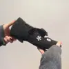 Elegantes Sapatos Mary Jane Estilo Ballet para Mulheres, 2026 Inverno Mocas Slip-On com Laço de Strass e Pelúcia