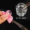 Taza Octagonal de Vidrio para Nail Art 1 Pieza Taza Lavable para Limpieza de Pinceles y Mezcla de Colores, Herramienta Reutilizable de Maquillaje, Taza para Mezclar Colores de Nail Art y Tatuajes