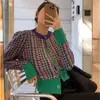 Suéter Irregular de Tricô com Design Pied-de-Poule em Cores Contrastantes, Estilo Coreano, Emagrecedor, Novo para Primavera e Outono, Cardigan Solto para Mulheres