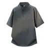 Malla en el Hombro Secado Rápido Cuello con Cremallera Estilo Casual Simple para Exteriores Camiseta de Manga Corta Moderna para Hombre Verano Ligera Transpirable Media Cremallera