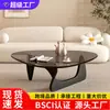 Mesa de centro de vidro, mesa de centro criativa e moderna para sala de estar, mesa de centro para apartamento pequeno, mesa pequena minimalista moderna de luxo leve