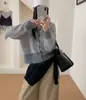 Cárdigan de Punto a Rayas con Bloques de Color Estilo Coreano 2026 Otoño/Invierno Nuevo Retro con Capucha Suelto Estilo Casual Abrigo Suéter para Mujer