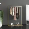 Arara de ferro forjado para loja de roupas, arara simples de chão, cabideiro para roupas masculinas e femininas, arara de exposição de moda dourada