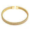 Pulseras Tejidas Transfronterizas Europeas y Americanas, Pulseras de Acero de Titanio de Lujo Ligero y Gama Alta, Dorado Recubierto al Vacío, Joyería de Mano Abierta Simple y de Moda