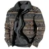 Jaqueta Masculina Casual com Estampa, Zíper, Costura Lateral Espessa, Bolso Lateral, Solta, para Jovens, Pronta para Uso Transfronteiriço 2025