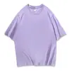 Camiseta de Algodón Puro 180g Cuello Redondo Hombro Caído Pequeño Corte Holgado para Jóvenes Hombres y Mujeres con Logo Estampado Color Caramelo