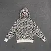 Sudadera con cremallera y estampado de camuflaje de tiburón de la marca de moda Bape para hombres y mujeres, cárdigan con capucha de algodón polar suelto para hombres