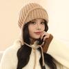 Gorro de Punto con Protección para las Orejas para Niñas en Otoño e Invierno Grueso de Lana Estilo Lei Feng Color Sólido Correa Linda Gorra de Piloto para Hombres Tendencia Coreana