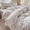 2026 Novo Estilo Algodão Puro Acabamento em Renda Cobertor de Cama Puro Algodão Conjunto de Colcha de Quatro Peças