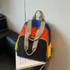 Mochila para Mulheres 2026 Novo Estilo Cor Contrastante Casual Bolsa de Viagem Simples Multifuncional Moderna Bolsa de Lona de Ombro Único