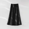 Falda de satén brillante estilo francés, con caída, de cintura alta, adelgazante, estilo sirena, para mujer, nuevo estilo de verano, falda versátil de longitud media con pliegues frescos