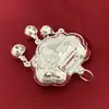Cerradura Baifu de Plata 999 para Bebés Niños Colgante Flor de Peonía Bebé Bueno Estilo Nacional Regalo para Cumpleaños de Un Año Luna Llena