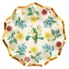 Mu001 Flor Retro Boda Bebé Plato Ondulado Vajilla Festiva para 8 Personas Set de 6 Piezas Plato de Papel Servilleta de Papel