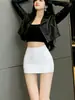 Falda blanca ultracorta para mujer, estilo OL profesional de verano, ajustada, que realza la cadera, elástica, sexy y elegante, minifalda de un solo paso