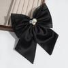 Horquilla de moda coreana elegante y suave con perlas de imitación y diamantes de imitación, lazo grande con pinza de resorte, accesorios para el cabello de gran sentido