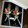 Kit DIY de flor eterna para una estética fresca y sencilla, perfecto como regalo de boda práctico para mejores amigas, amigas, o como regalo de compromiso o matrimonio, incluyendo copas de vino