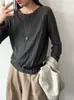 O novo produto de outono da Juzhi é um top versátil de gola redonda, slim fit, estilo retrô coreano 6710