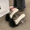 2025 Más Vendidos Sandalias Transparentes de Correa Única con Plataforma Elegante y Tacón Grueso de Cristal Super Altas 11cm Talla Grande para Mujer Verano