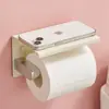 Estilo Cromo Leche Acero Inoxidable Dopamina Portarrollos de Papel Higiénico Estante de Almacenamiento de Papel Higiénico para Baño Portarrollos de Papel Higiénico de Montaje en Pared Sin Taladro