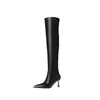 Botas altas de nuevo estilo con punta fina, tacón alto, diseño plisado, botas de cuero para mujer con caña ancha, botas altas de otoño e invierno, estilo 'chica caliente' 2026