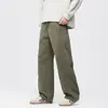 Roupas Masculinas Fengshe / Calças Casuais Retas 100% Algodão para Homens Primavera e Outono Retro Americano Soltas com Caimento Perna Larga Calças Cargo