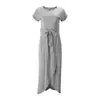 2018 AliExpress ebay vestido de manga curta gola redonda irregular em estoque vestido de malha foto real com modelo agora