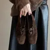 Mocasines vintage de piel de oveja para mujer, punta cuadrada, plisados, tacón grueso, moda 2026, zapatos casuales versátiles de corte bajo