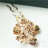 Accesorios de joyería hechos a mano DIY paso a paso Melocotón Melocotón Hanfu estilo antiguo doble hebra patrón curvo horquilla material A082