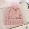 Bestseller transfronterizo de invierno: gorro tejido grueso con forro de polar y pompón, gorro clásico de punto trenzado versátil, gorro de lana de color liso a la moda