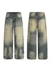 Jeans Rotos Estilo Wasteland de la Calle Principal Americana para Hombres y Mujeres 2025 Retro Desgastados Sueltos Rectos Casuales Pantalones Largos