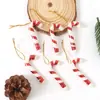 Decoraciones navideñas transfronterizas rojo y blanco caramelo bastón pequeño colgantes de árbol de Navidad bastón hecho a mano plateado dorado adornos