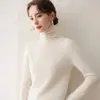 Suéter de punto ajustado, de cuello alto y efecto adelgazante, con cuello de volantes, hecho de cachemira, para mujer, nuevo estilo otoño e invierno