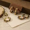 Pendientes Geométricos Verdes de Piedra Europeos y Americanos Transfronterizos Populares Retro de Contraste Pendientes de Nicho de Alta Gama Estilo Nuevo para Mujeres