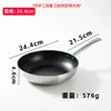 Sartén de Acero Inoxidable con Mango de Madera, Sartén Antiadherente para Bistec, Uso Doméstico para Freír Huevos y Hotcakes, Adecuado para Estufas de Inducción y Gas
