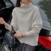 Suéter de cuello alto estilo perezoso para mujer, 100% lana pura, suéter de lana para otoño e invierno, suéter holgado para capas interiores, tejido de punto pullover