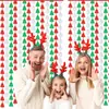 Cortina de Porta em Formato de Árvore de Natal de 2m Decoração de Festa de Natal Cortina de Chuva Brilhante Vermelho Prata Verde Árvore Pequena Franja Cortina de Fundo