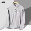 Outono e Inverno Masculino Novo Veludo Dupla Face Manga Longa Bolso com Aba Calça Camiseta Juventude Gola Lapela Camisa de Base Camisa Polo Quente