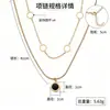 Collar Cruz Negro Verde Zirconia de Alta Gama para Mujer Cadena de Clavícula Geométrica Redonda Puntos Corazón Temperamento en Capas