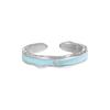 Diseño Original de Nicho Textura Fría Irregular Esmalte Azul Gota Anillo Abierto de Plata de Ley S925 Unisex para Hombres y Mujeres