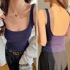 Camisola básica negra estrictamente seleccionada para mujer, top de una pieza con tirantes finos y almohadillas en el pecho, estilo Spice Girls, sexy, para primavera y verano, para uso exterior.