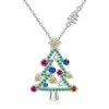 Colar com Pingente de Árvore de Natal Colorida de Natal Transfronteiriço Moda Tendência de Feriado Colar de Árvore de Natal Cravejado de Diamantes