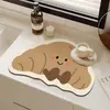 Tapete Drenante de Balcão de Cozinha Desenho de Pão Absorvente Doméstico Secagem Rápida Porta-Copo Barra Máquina de Café Tapete Drenante de Lama Diatomácea