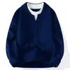 Camisa Polo Falsa de Duas Peças com Decote em V e Suéter de Tricô Trançado para Homens, Roupa Externa de Negócios para Outono e Inverno, Atacado Transfronteiriço de Comércio Exterior