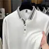Camisa polo de manga larga para hombre, piqué de algodón puro de doble cara, colección de otoño 2026, color liso, casual, camiseta para hombre 100% algodón