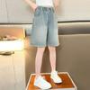 Pantalones Cortos de Mezclilla Versátiles Estilo Coreano para Niñas 2026 Verano Nuevos de Moda Delgados Sueltos para Niños Mayores y Niños Pequeños