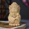 Boj Manjushri Q piezas de arte y artesanía con mango adornos talla de madera regalos decoraciones para coche