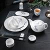 Nuevo juego de vajilla china, juego de mesa, platos de cerámica, plato, cuchara, juego de restaurante personalizado, club, hotel, juego de mesa de cuatro piezas, cuenco