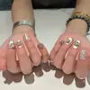 Estilo Similar al Libro Rojo Agua Hervida Apilada Diamante Brillante Caramelo de Roca Cuadrado Gordo Almohada Uña Postiza Acabada con Forma Diamante Bola Joyería