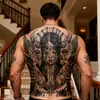 Pegatinas de Tatuaje Herbales Semi-Permanentes Espalda Completa Oveja Oscura Gótica Cabeza de Diosa Ojo que Todo lo Ve Impermeables Pegatinas de Tatuaje de Jugo Herbal